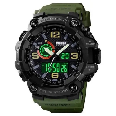Годинник наручний чоловічий SKMEI 1520AG ARMY GREEN, військовий чоловічий наручний годинник зелений. Колір: зелений