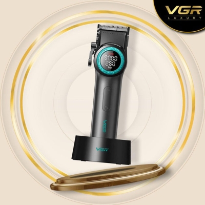 Професійна машинка для стрижки волосся VGR V-001 з дисплеєм 9000 об/хв та 10 насадками (1,5-24 мм)